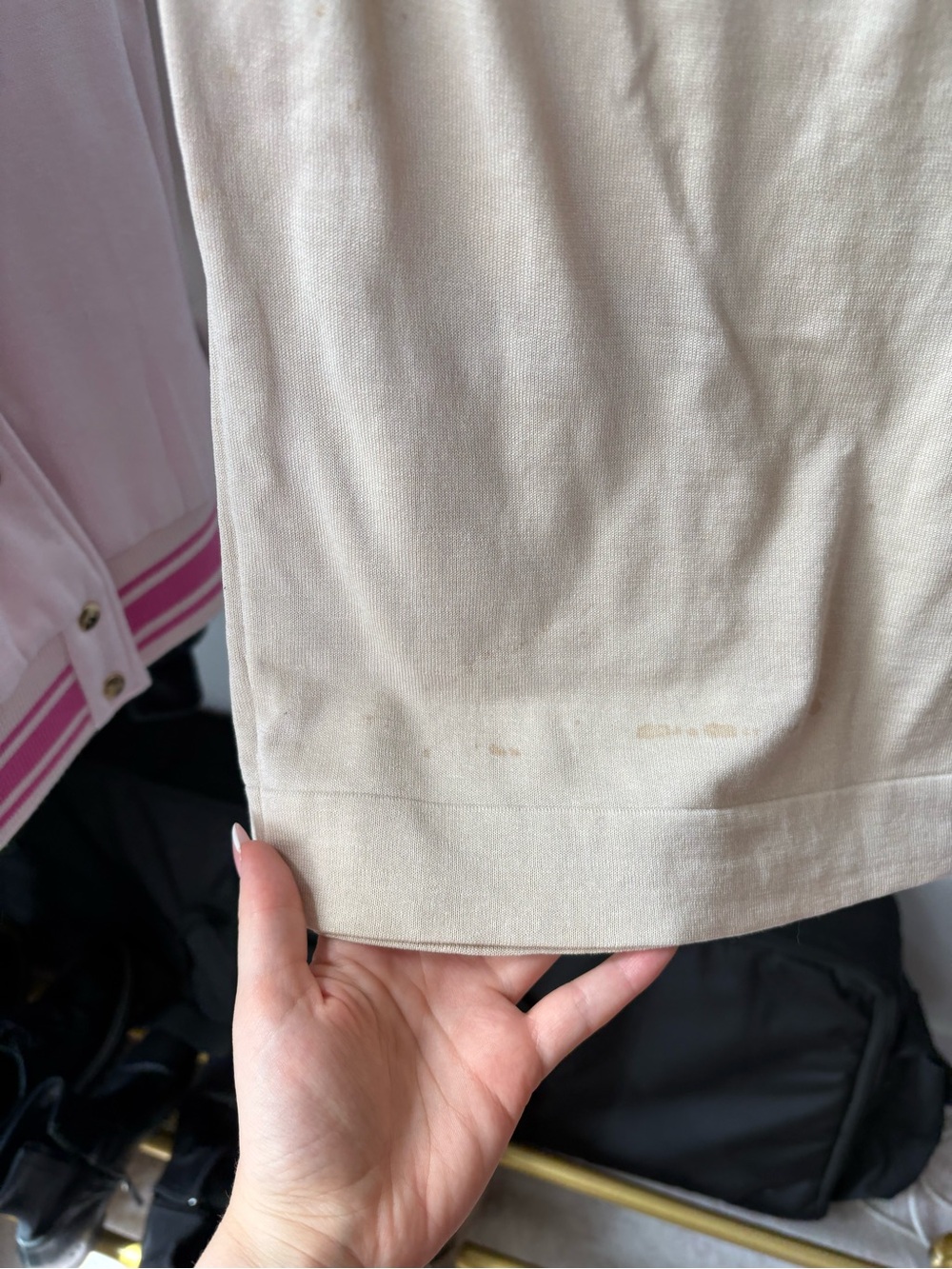 Vintage CHANEL Cream Tank Top with Black Trim and Gold Buttons - Picture 3 of 5